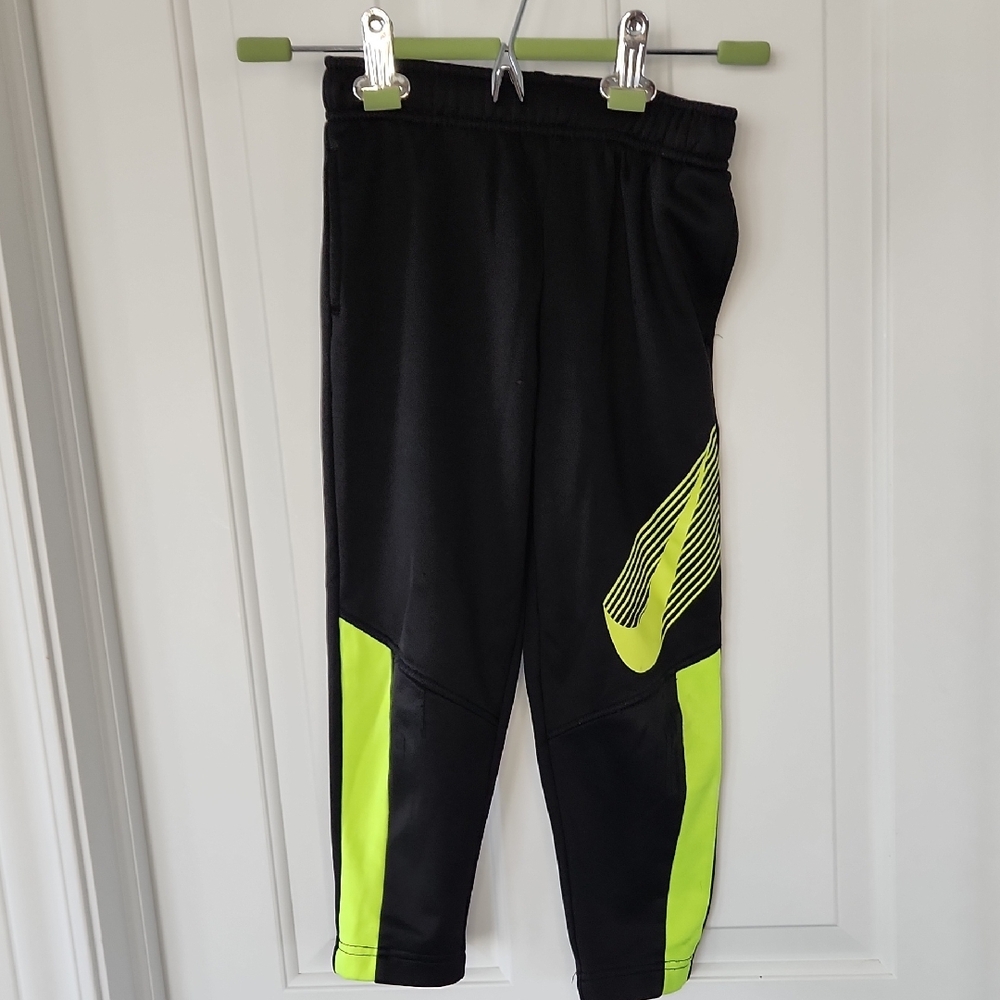 Nike Kids Black and Neon Yellow Joggers